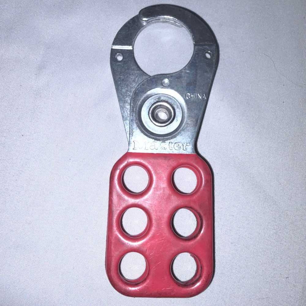 Master Lockout Hasp Safety Scissor 6-Hole Red Vinyl Coated Steel One Size - Picture 2 of 2